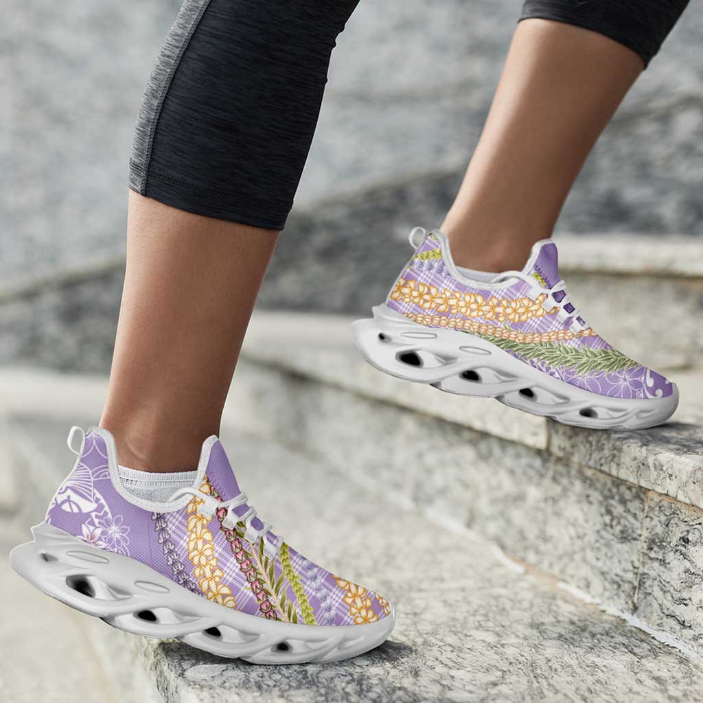 Purple Palaka Hawaii Leis Clunky Sneakers Hawaiian-plaid Elegant Tropical Vibes LT14 - Polynesian Pride
