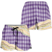 Purple Palaka Hawaii Leis Elegant Vibes Shorts for Women