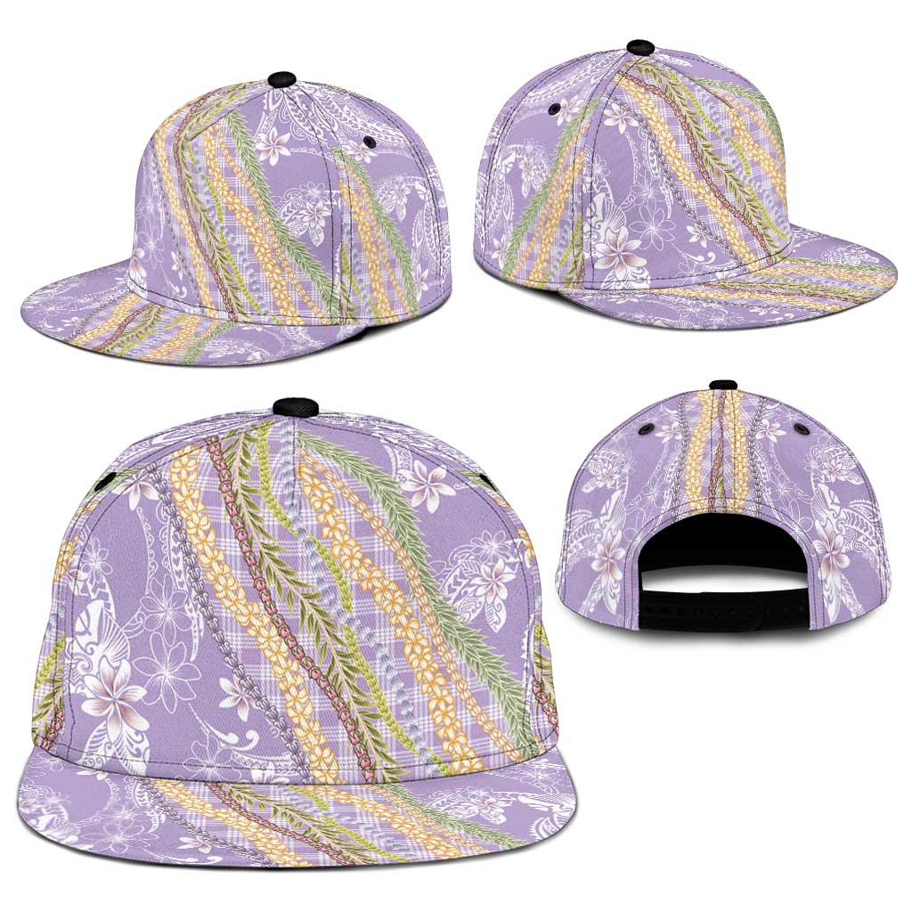 Purple Palaka Hawaii Leis Snapback Cap Hawaiian-plaid Elegant Tropical Vibes - Polynesian Pride