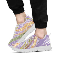 Purple Palaka Hawaii Leis Sneakers Hawaiian-plaid Elegant Tropical Vibes