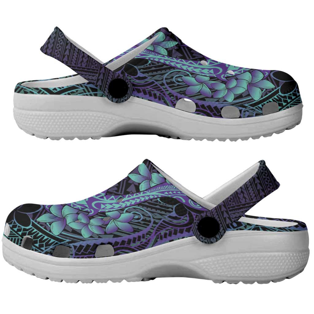 Purple Paradise Hawaii Clogs Shoes Hammerhead Shark Tattoo Curve Polynesian - Polynesian Pride