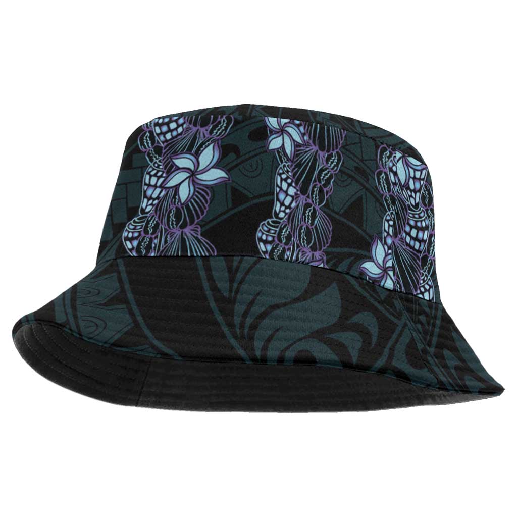 Purple Paradise Hawaii Shell Lei Bucket Hat Hawaiian Sunrise Shell Hebrew Cone Plumeria - Polynesian Pride