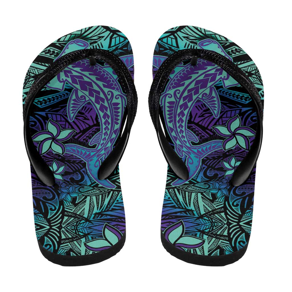 Purple Paradise Hawaiian Tribal Hammerhead Shark Flip Flops - Polynesian Pride