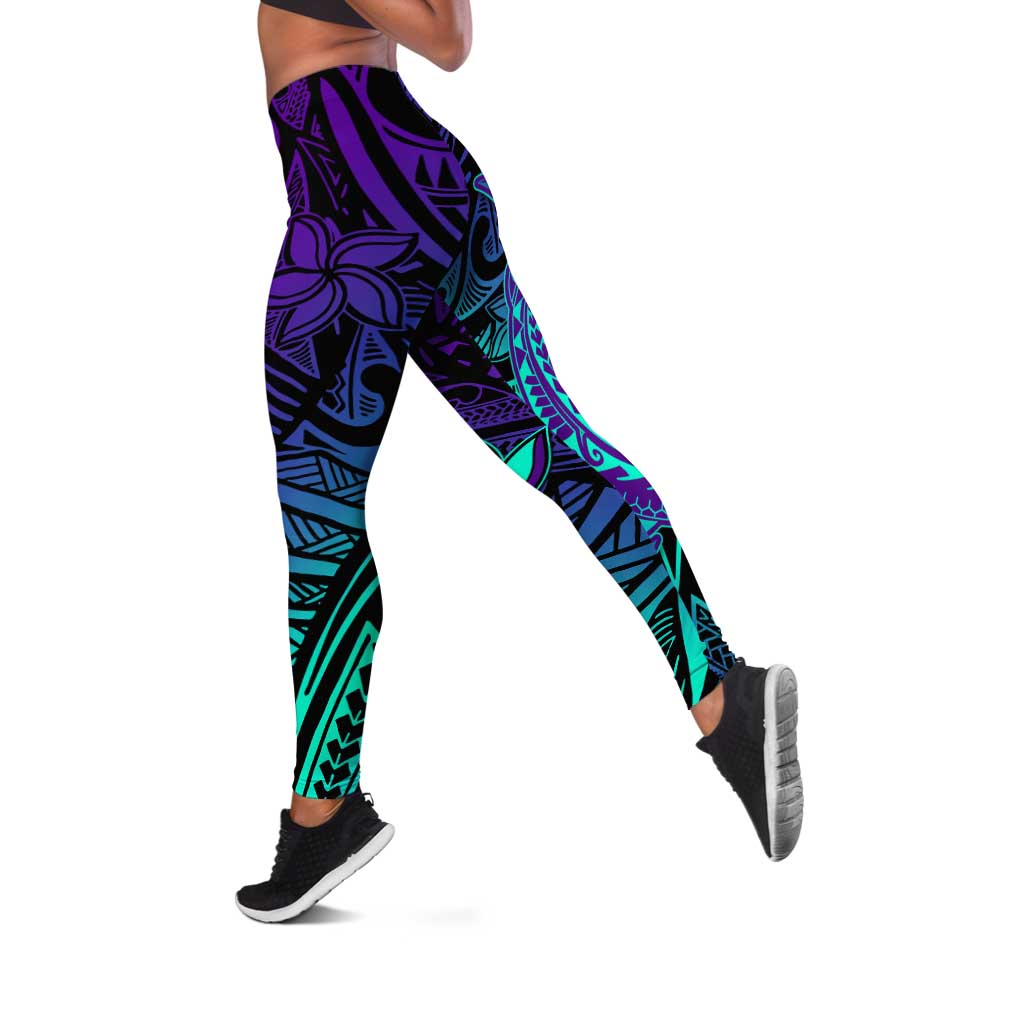 Purple Paradise Polynesian Leggings Hawaiian Tribal Hammerhead Shark LT14