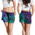 Purple Paradise Polynesian Shorts for Women Hawaiian Tribal Hammerhead Shark