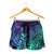 Purple Paradise Polynesian Shorts for Women Hawaiian Tribal Hammerhead Shark