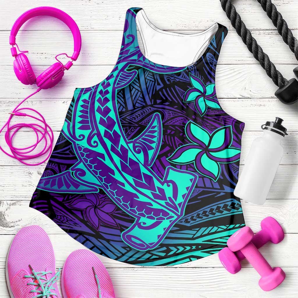Purple Paradise Polynesian Women Racerback Tank Hawaiian Tribal Hammerhead Shark LT14
