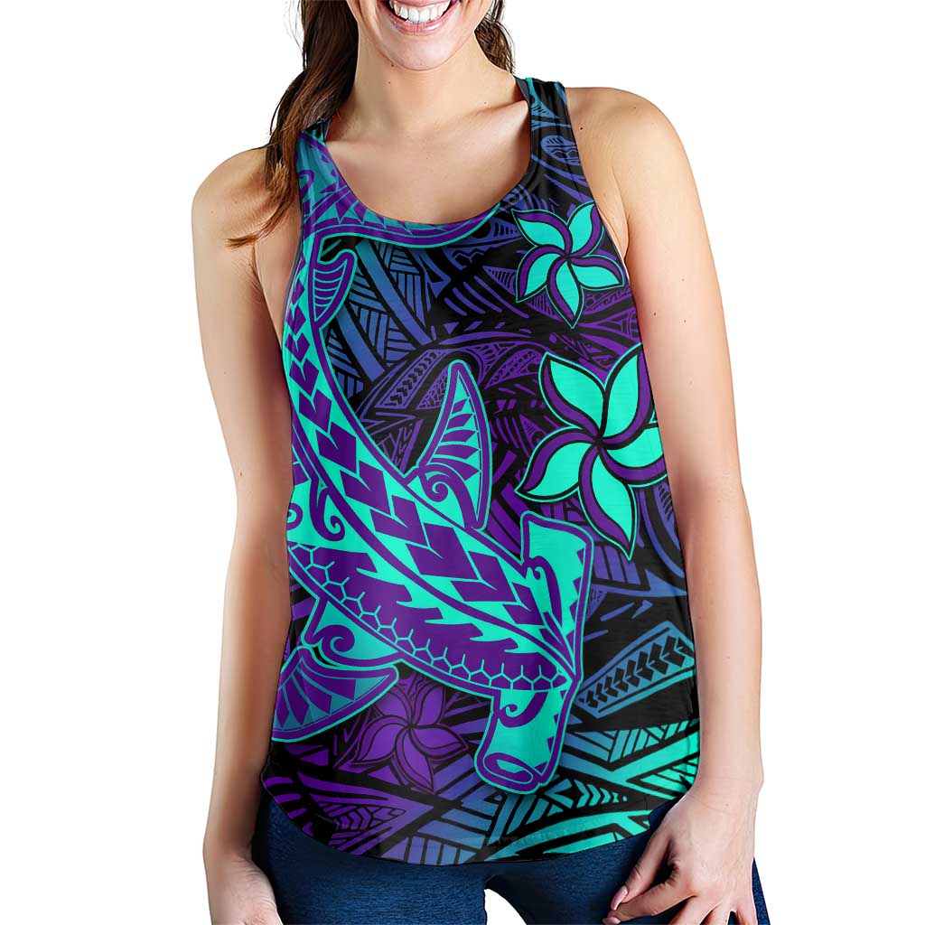 Purple Paradise Polynesian Women Racerback Tank Hawaiian Tribal Hammerhead Shark LT14