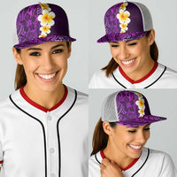 Purple Polynesia Baseball Net Cap Plumeria Tropical Leaves With Galaxy Polynesian Art - Polynesian Pride