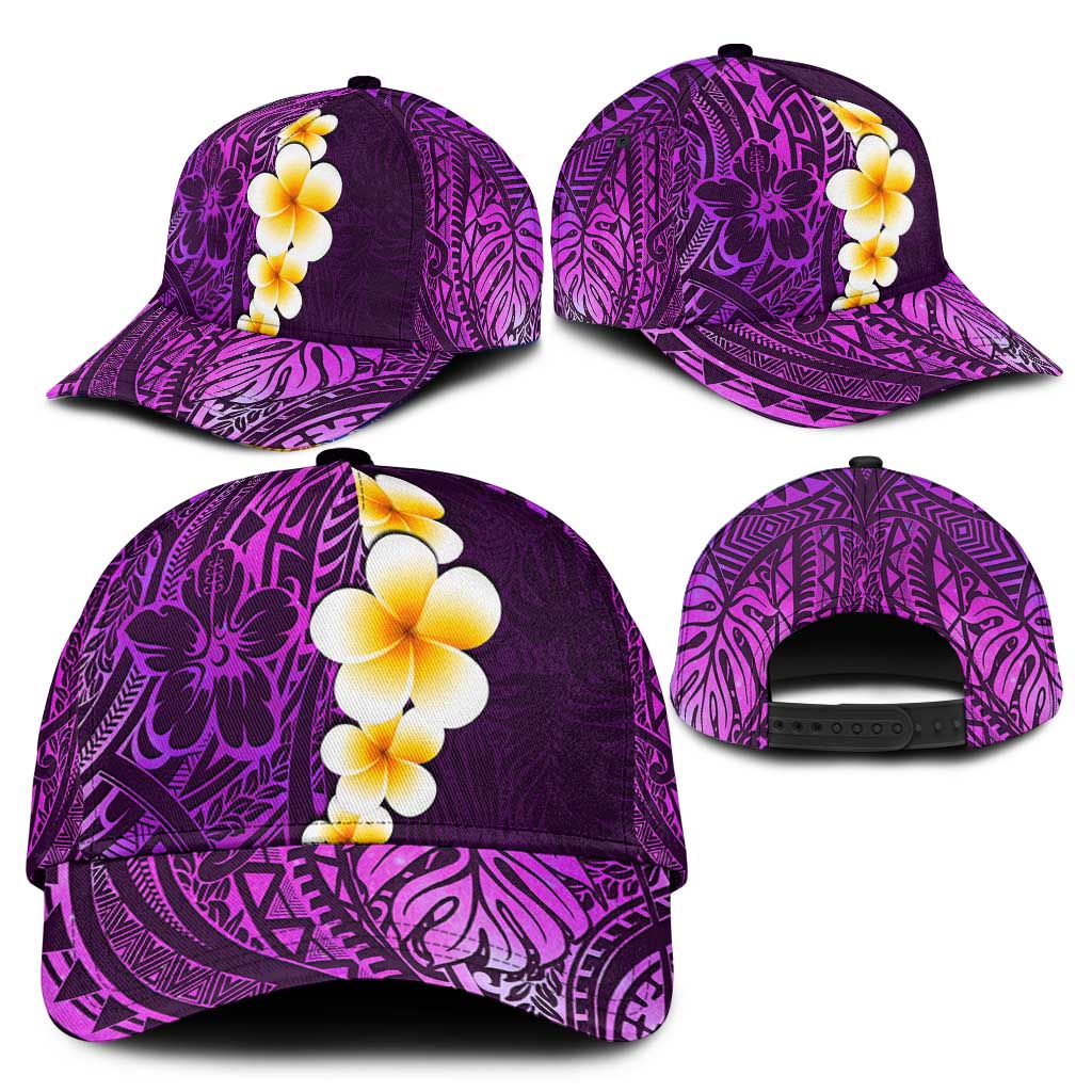 Purple Polynesia Classic Cap Plumeria Tropical Leaves With Galaxy Polynesian Art LT14