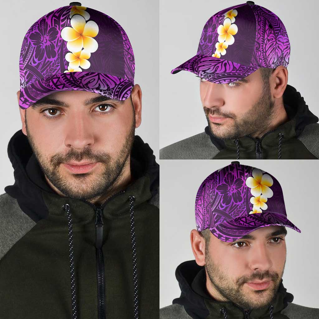 Purple Polynesia Classic Cap Plumeria Tropical Leaves With Galaxy Polynesian Art LT14
