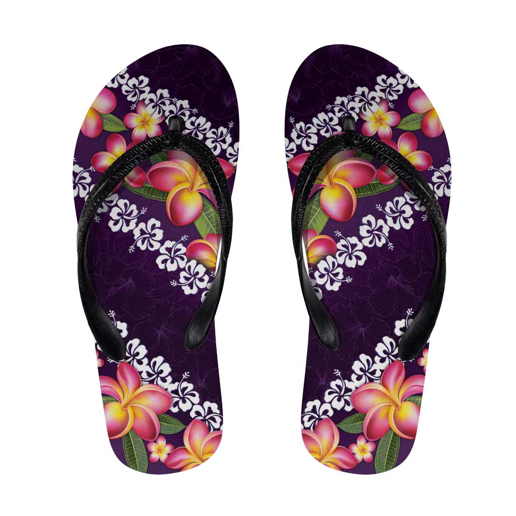 Purple Polynesia Flip Flops Plumeria Hibiscus Tropical Vibes - Polynesian Pride
