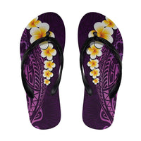 Purple Polynesia Flip Flops Plumeria Tropical Leaves Galaxy Polynesian Art - Polynesian Pride