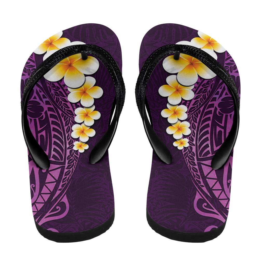 Purple Polynesia Flip Flops Plumeria Tropical Leaves Galaxy Polynesian Art - Polynesian Pride