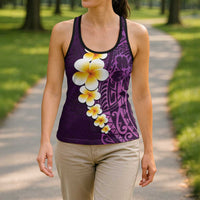 Purple Polynesia Hollow Tank Top Plumeria Tropical Leaves Galaxy Polynesian Art - Polynesian Pride