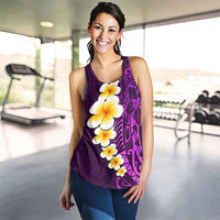 Purple Polynesia Women Racerback Tank Plumeria Tropical Leaves With Galaxy Polynesian Art - Polynesian Pride