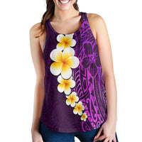 Purple Polynesia Women Racerback Tank Plumeria Tropical Leaves With Galaxy Polynesian Art - Polynesian Pride