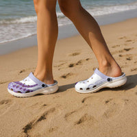 Purple Polynesian Tribal Turtle Floral Pattern Clogs Shoes - Polynesian Pride