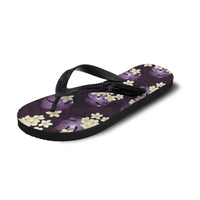 Purple Tropical Hawaii Flip Flops Seamless Monstera Plumeria Hawaiian Pattern - Polynesian Pride