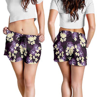 Purple Tropical Hawaii Shorts for Women Seamless Monstera Plumeria Hawaiian Pattern LT14 - Polynesian Pride