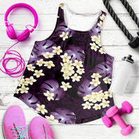 Purple Tropical Hawaii Women Racerback Tank Seamless Monstera Plumeria Hawaiian Pattern - Polynesian Pride