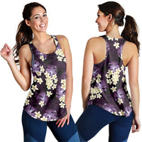 Purple Tropical Hawaii Women Racerback Tank Seamless Monstera Plumeria Hawaiian Pattern - Polynesian Pride