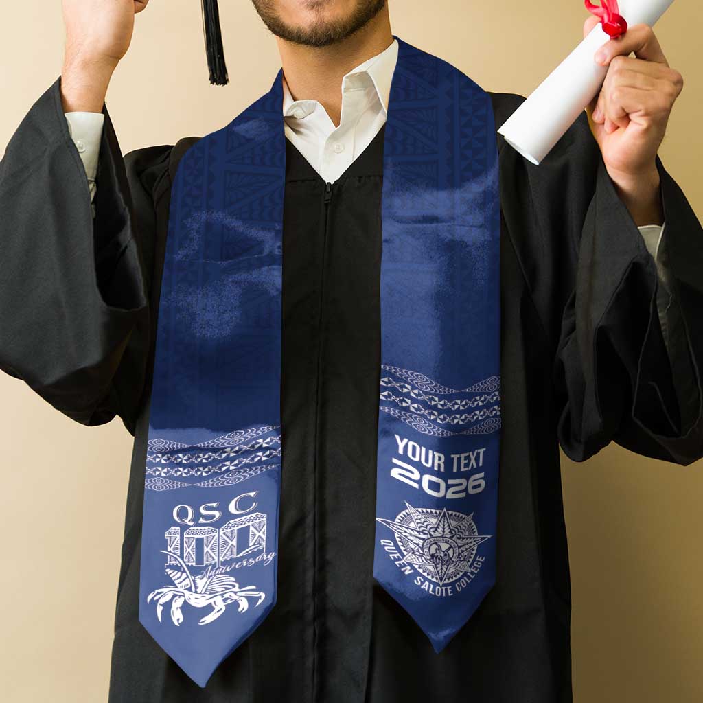 Queen Salote College 100 Years Anniversary Custom Graduation Stole Tonga QSC Royal Blue