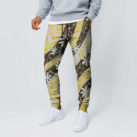 Rearea Tahiti Tiare Monstera Jogger Pants Polynesian Pattern Curve Style - Polynesian Pride