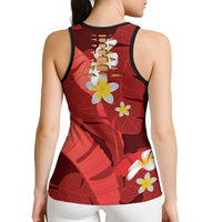 Red Banana Leaf Hawaii Hollow Tank Top Lau Maia Plumeria Tropical Summer Vibes