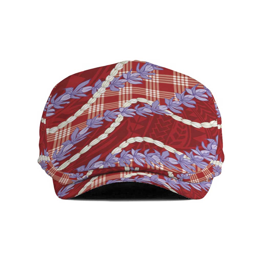 Red Hawaii Palaka Honohono Pikake Jeff Hat Hawaiian Orchid Lei Polynesian Pattern - Polynesian Pride