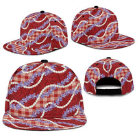 Red Hawaii Palaka Honohono Pikake Snapback Cap Hawaiian Orchid Lei Polynesian Pattern - Polynesian Pride