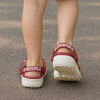 Red Hawaii Palm Tree Hibiscus Clogs Shoes Fantasy Summer Vibe