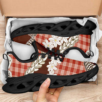 Red Hawaii Tiare and Shell Lei Clunky Sneakers Hawaiian Palaka Luxury Vibes - Polynesian Pride