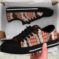 Red Hawaii Tiare and Shell Lei Low Top Shoes Hawaiian Palaka Luxury Vibes - Polynesian Pride