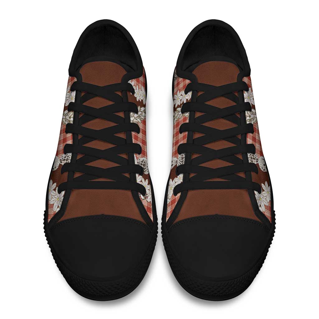 Red Hawaii Tiare and Shell Lei Low Top Shoes Hawaiian Palaka Luxury Vibes - Polynesian Pride