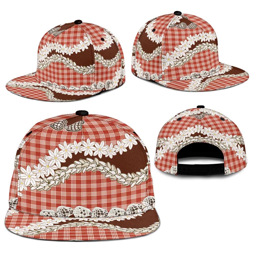 Red Hawaii Tiare and Shell Lei Snapback Cap Hawaiian Palaka Luxury Vibes - Polynesian Pride