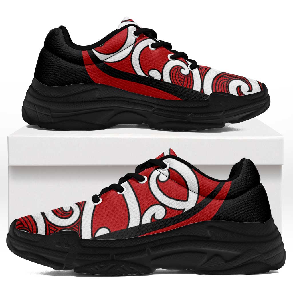 Red Maori Koru New Zealand Chunky Sneakers