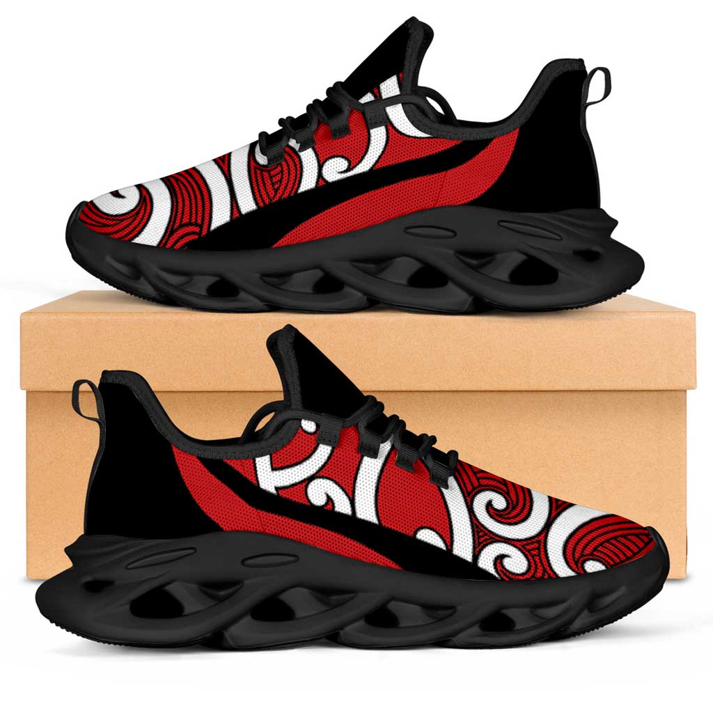 Red Maori Koru New Zealand Clunky Sneakers LT14 Red - Polynesian Pride