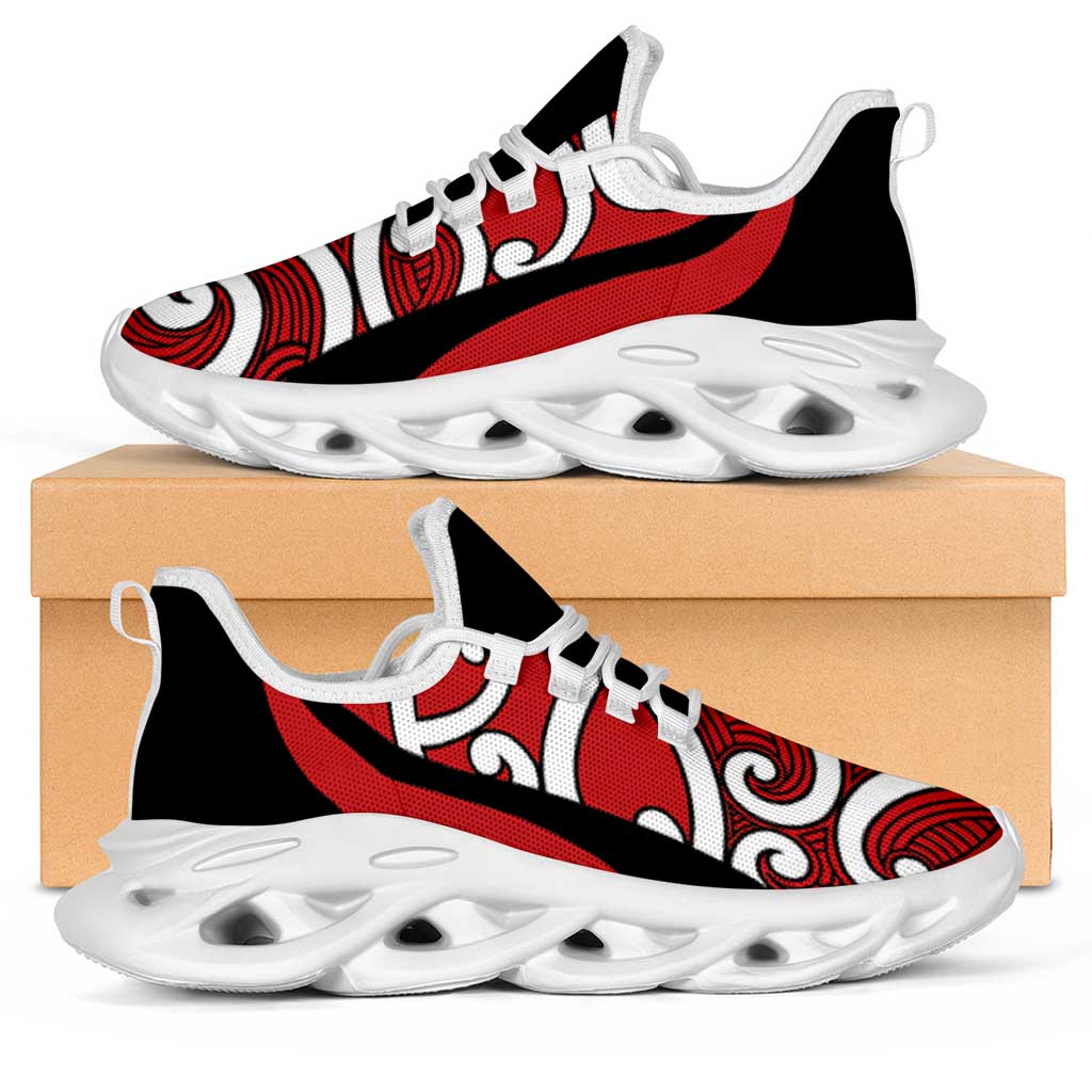 Red Maori Koru New Zealand Clunky Sneakers LT14 Red - Polynesian Pride