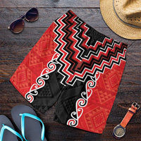 Red Niho Taniwha Mix Poutama Shorts for Men Unique Taniko Aotearoa - Polynesian Pride