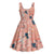 Red Palaka Crane and Flowers Midi Dress Japan Heritage Spirit - Polynesian Pride