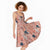 Red Palaka Crane and Flowers Midi Dress Japan Heritage Spirit - Polynesian Pride