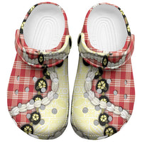 Red Palaka Hawaii Clogs Shoes Kukui Nut Pikake Lei Hawaiian Tapa Pattern - Polynesian Pride
