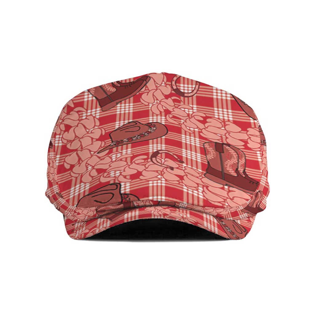 Red Palaka Hawaii Cowboy Jeff Hat Puakenikeni Lei Paniolo Papale Seamless Vibes - Polynesian Pride