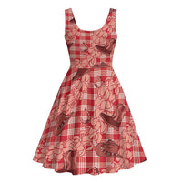 Red Palaka Hawaii Cowboy Midi Dress Puakenikeni Lei Paniolo Papale Seamless Vibes - Polynesian Pride