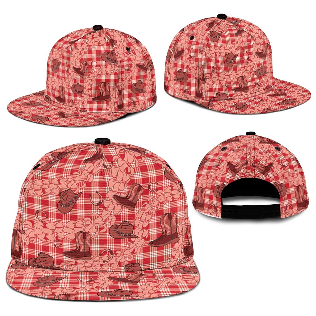 Red Palaka Hawaii Cowboy Snapback Cap Puakenikeni Lei Paniolo Papale Seamless Vibes - Polynesian Pride
