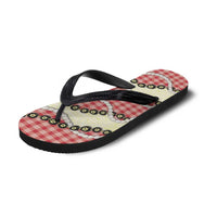 Red Palaka Hawaii Flip Flops Kukui Nut Pikake Lei Hawaiian Tapa Pattern - Polynesian Pride