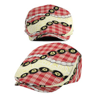 Red Palaka Hawaii Jeff Hat Kukui Nut Pikake Lei Hawaiian Tapa Pattern - Polynesian Pride