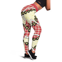 Red Palaka Hawaii Leggings Kukui Nut Pikake Lei Hawaiian Tapa Pattern - Polynesian Pride