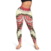 Red Palaka Hawaii Leggings Kukui Nut Pikake Lei Hawaiian Tapa Pattern - Polynesian Pride